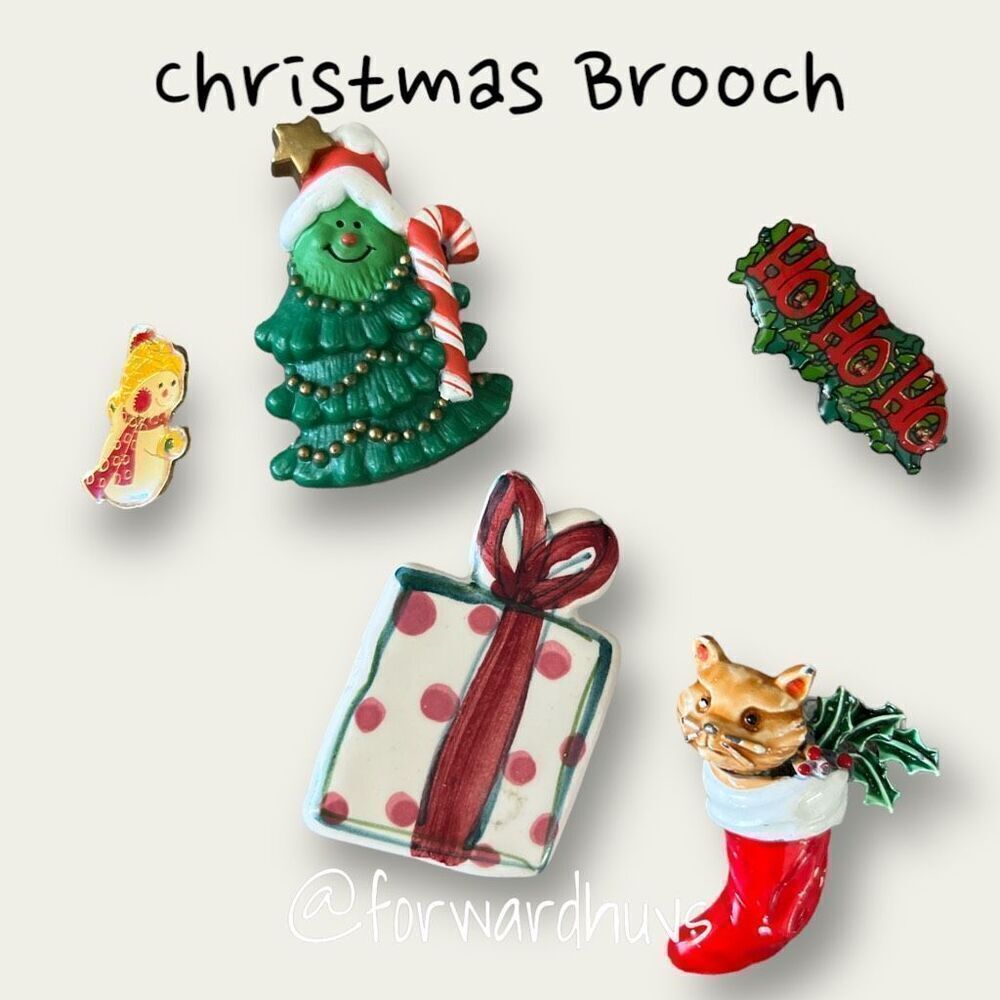 Vintage Christmas Brooch Lot | Holiday Brooches | Lapel Pins